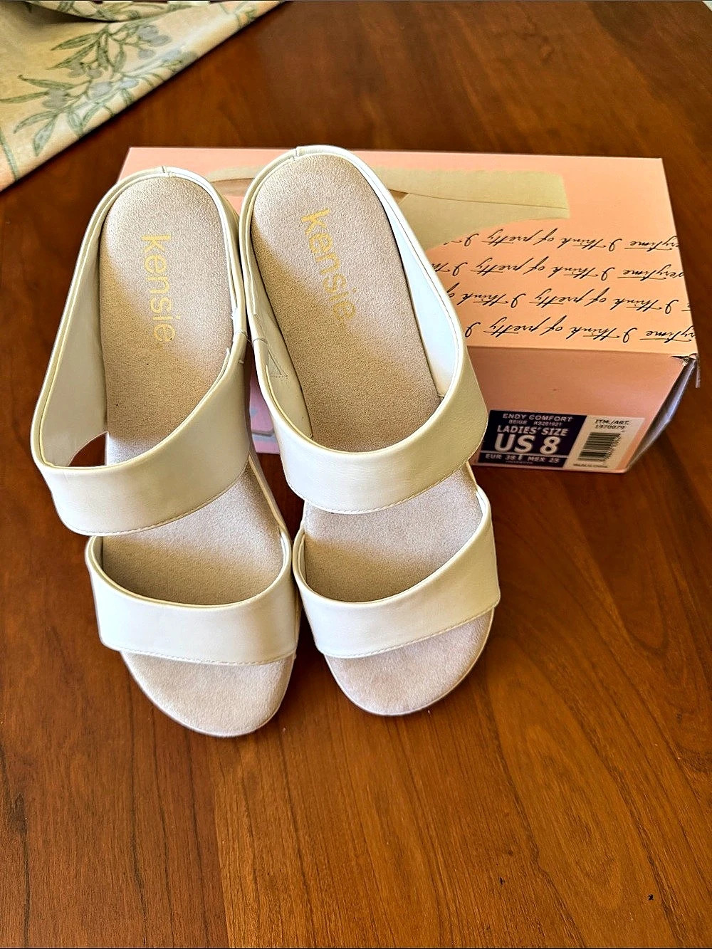 Kensie Endy Comfort Platform Slide Sandal White US 8